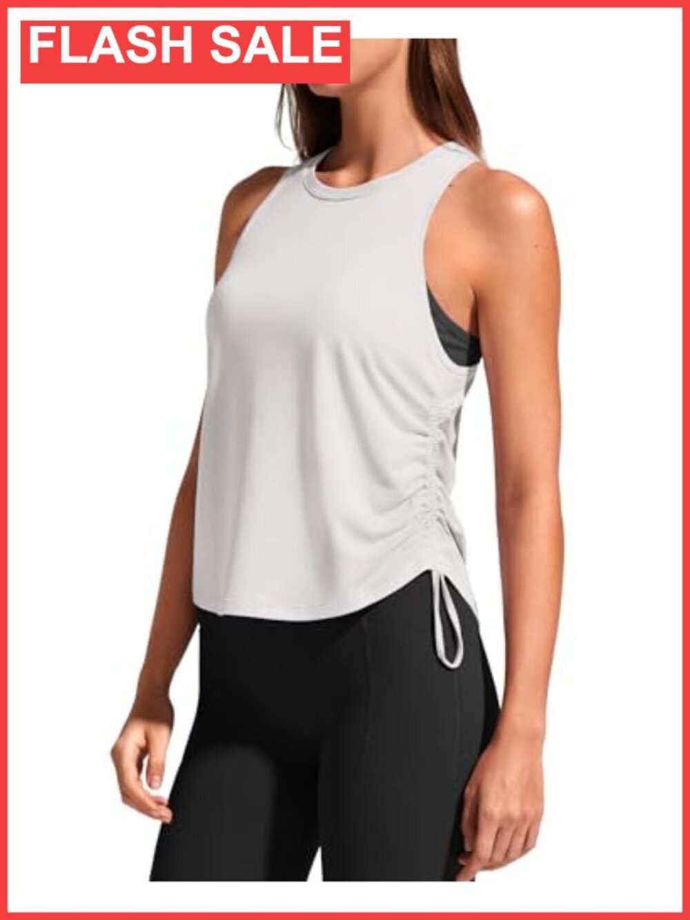 Lyocell Racerback Tank Top Ruched Side Yoga Workout Casual